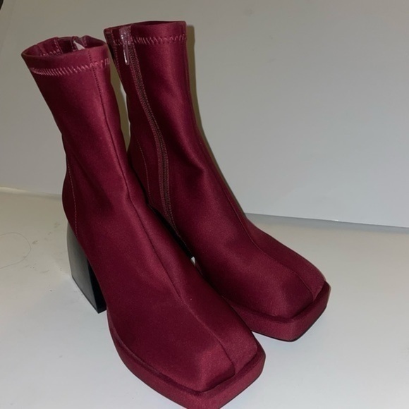 New Jeffrey Campbell Dauphin Wine Square Toe Boot size 7 - Picture 6 of 10